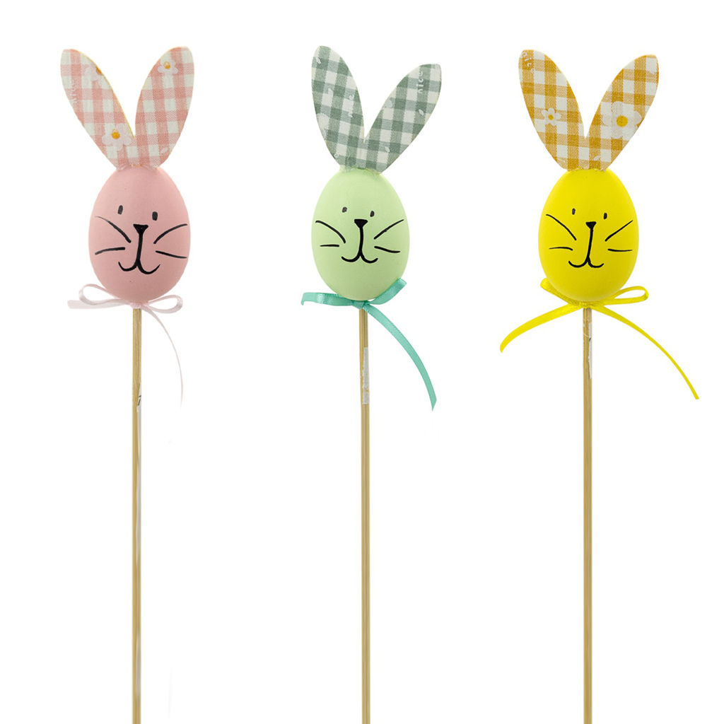 Декоративный пасхальный зайка на палочке 3 вида 28,5см | Интернет-магазин Кактус
