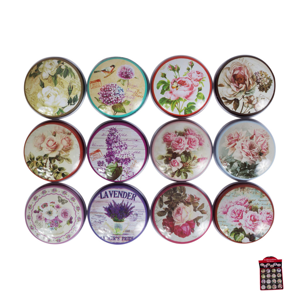 Баночка метал кругла Flowers 16 видів | Интернет-магазин Кактус