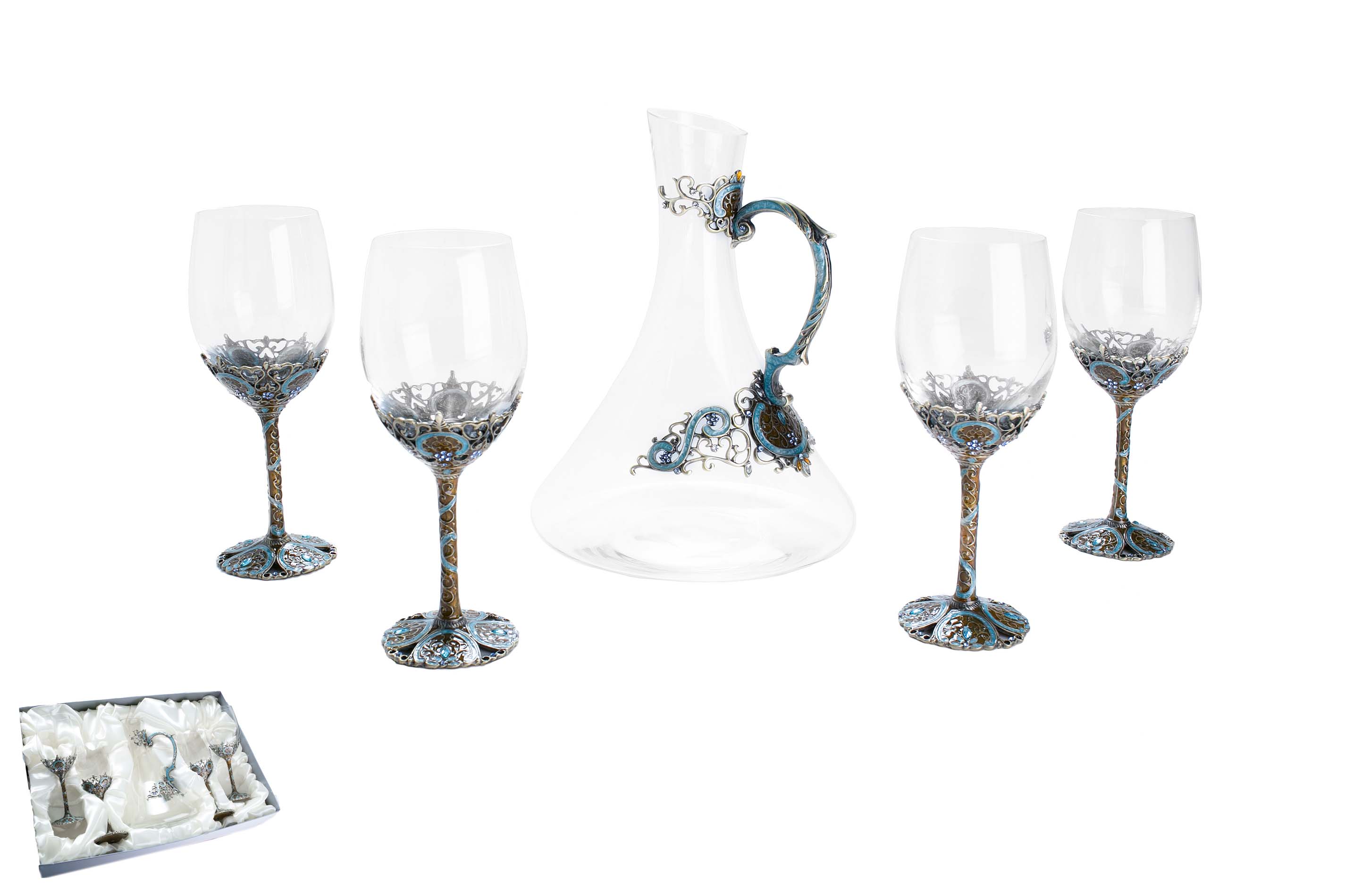 Набор винный Royal Blue декантер и 4 бокала | Интернет-магазин Кактус