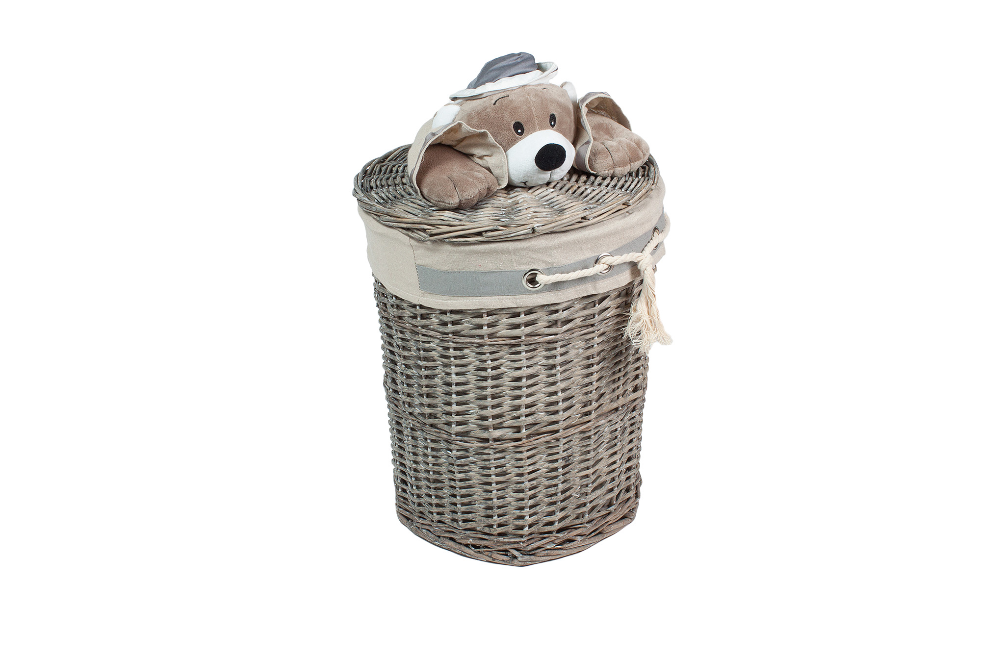 Корзина с крышкой (мишка канат) M 37*h45cm | Интернет-магазин Кактус