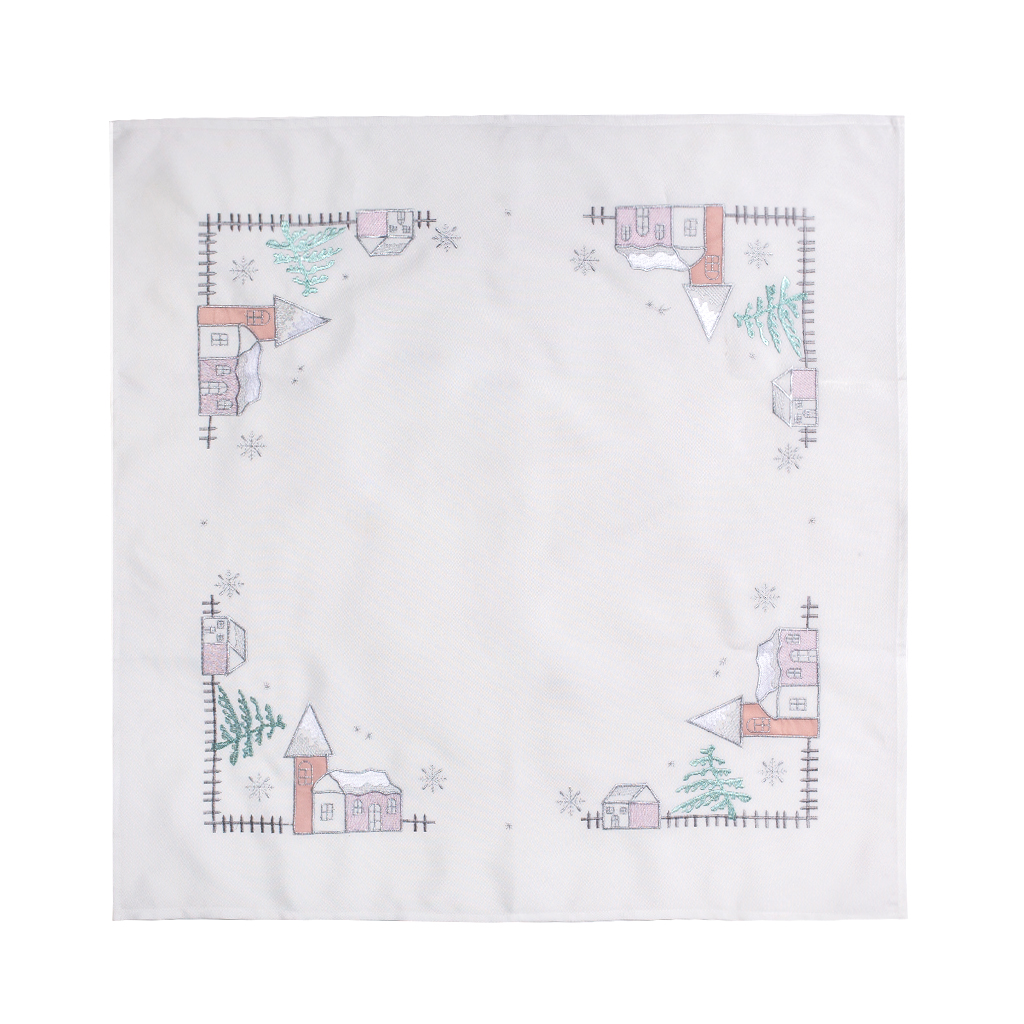 Скатертина біла Будиночки 85 * 85 см | Интернет-магазин Кактус