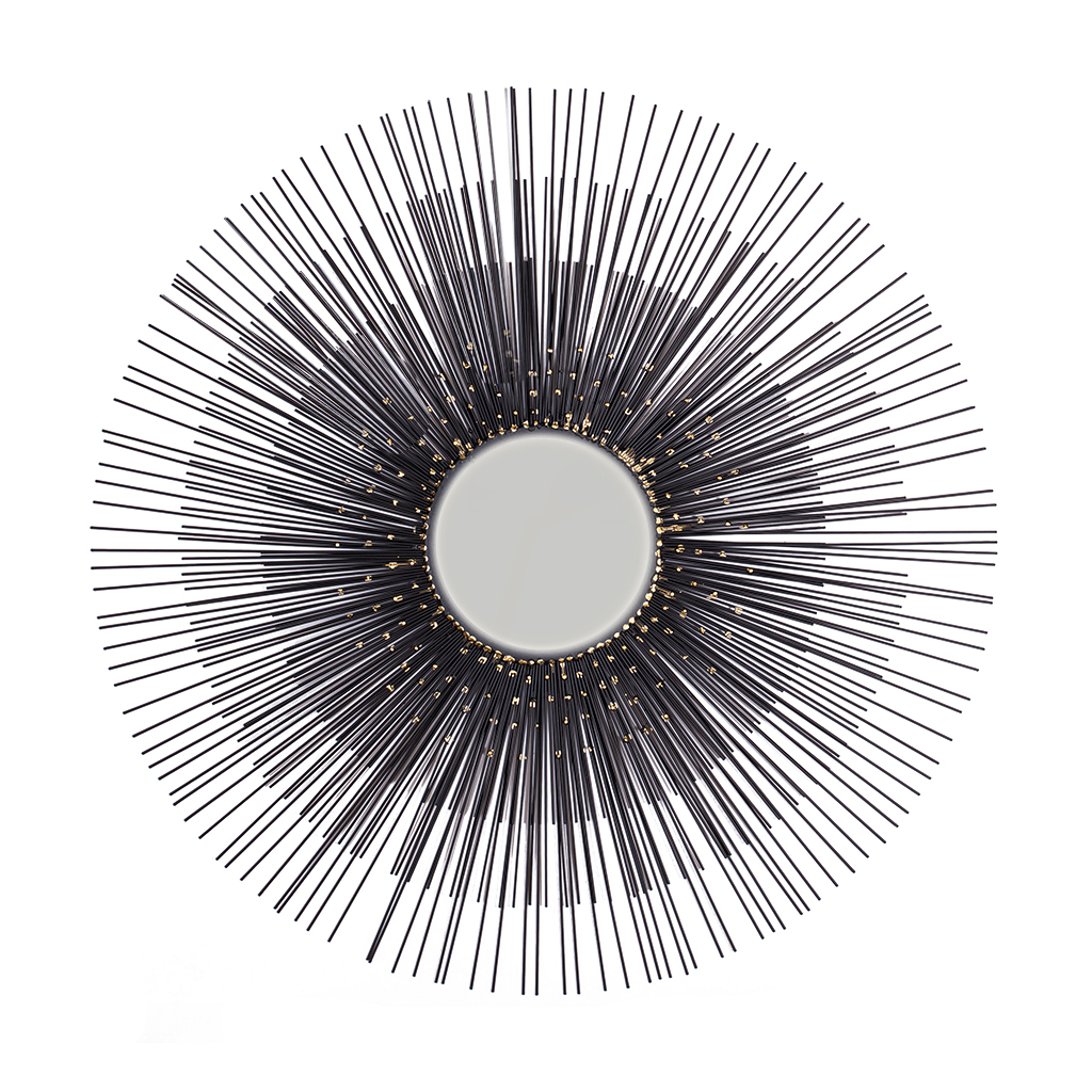 Зеркало Солнце черное золото  | Интернет-магазин Кактус