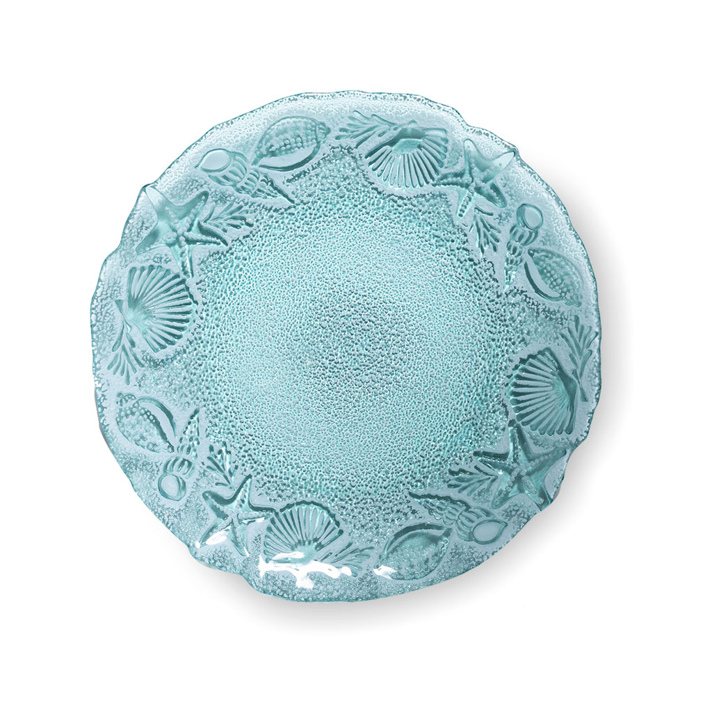 Тарелка стеклянная Море голубая 22см  | Интернет-магазин Кактус