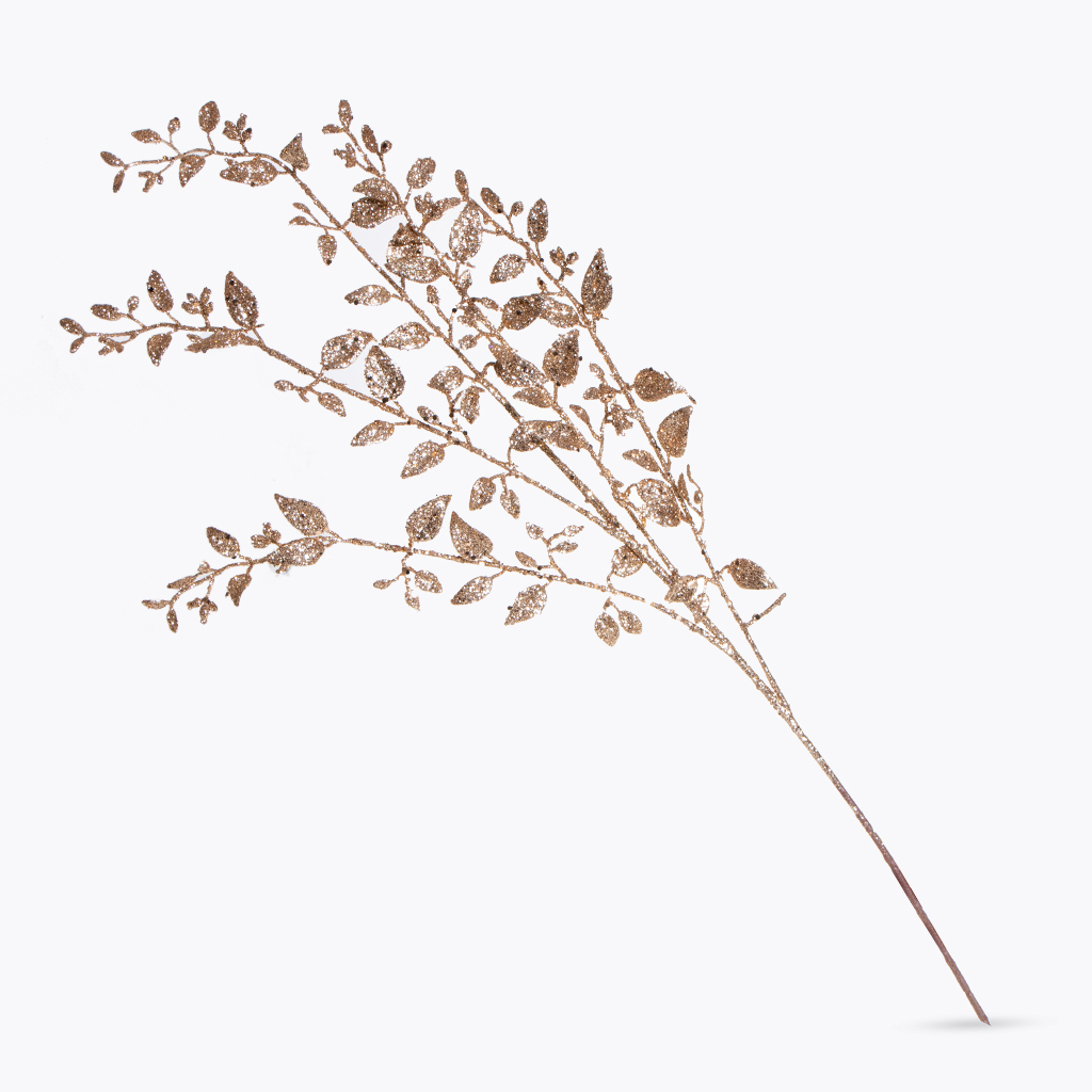 Декоративная Ветка глиттер золотая 75см | Интернет-магазин Кактус