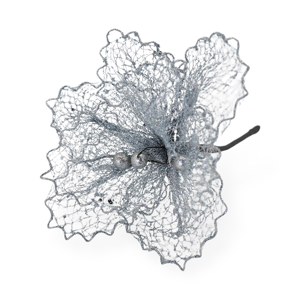 Цветок Паутинка серебро 18,5 см | Интернет-магазин Кактус