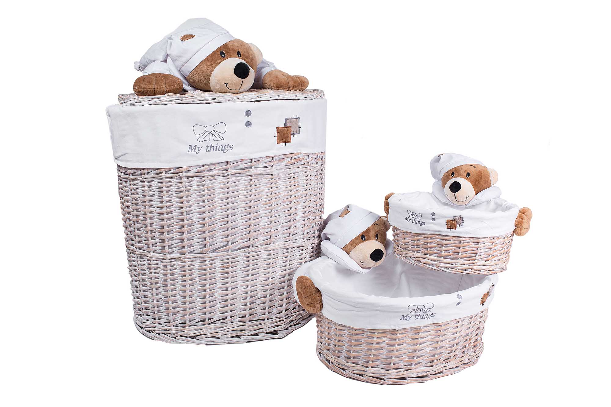 Комплект корзин дет. овал 'Мишка в колпаке' 3шт | Интернет-магазин Кактус