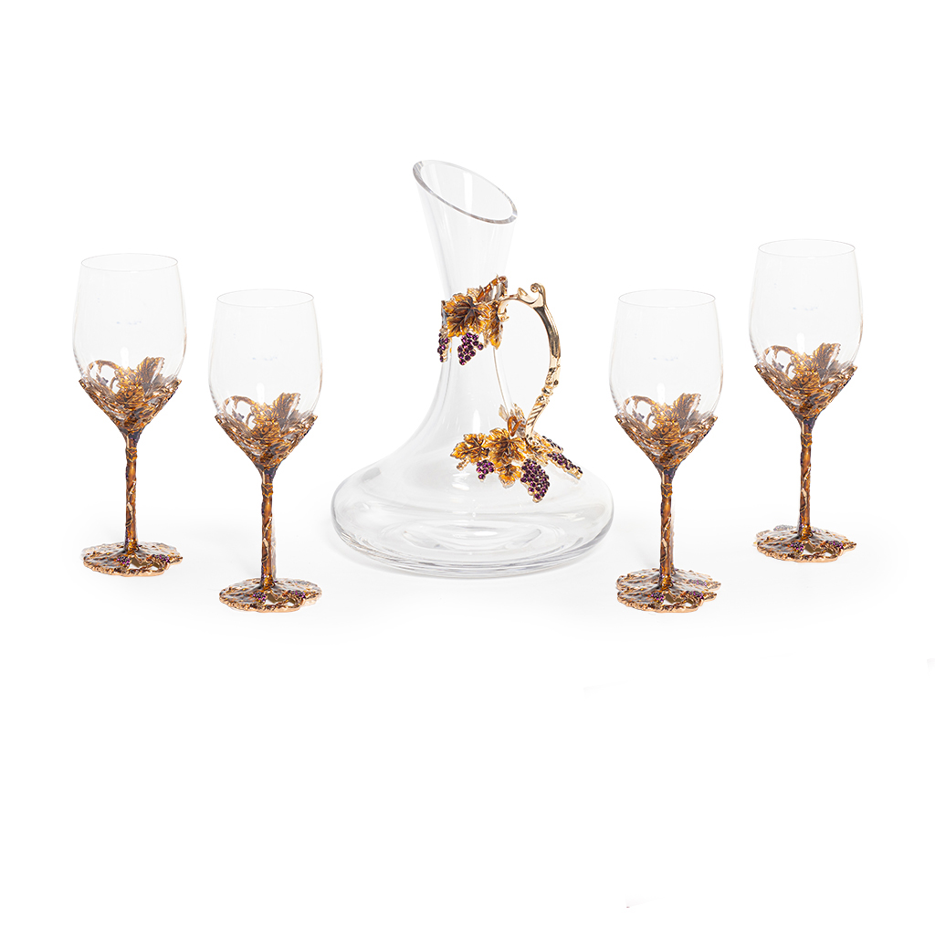 Набор Виноград декантер винный и 4 бокала | Интернет-магазин Кактус