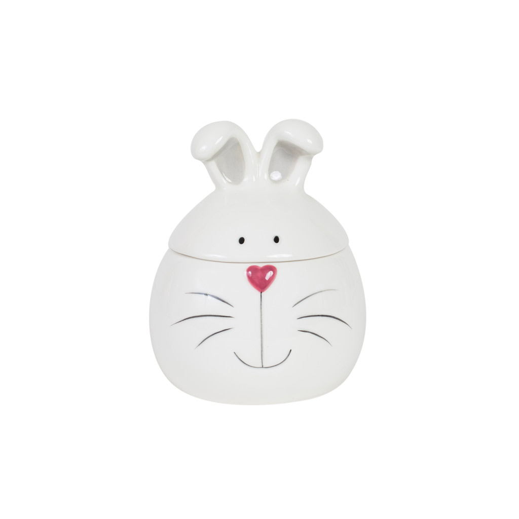Банка Зайка белый 9.3х9.3х11.5см | Интернет-магазин Кактус