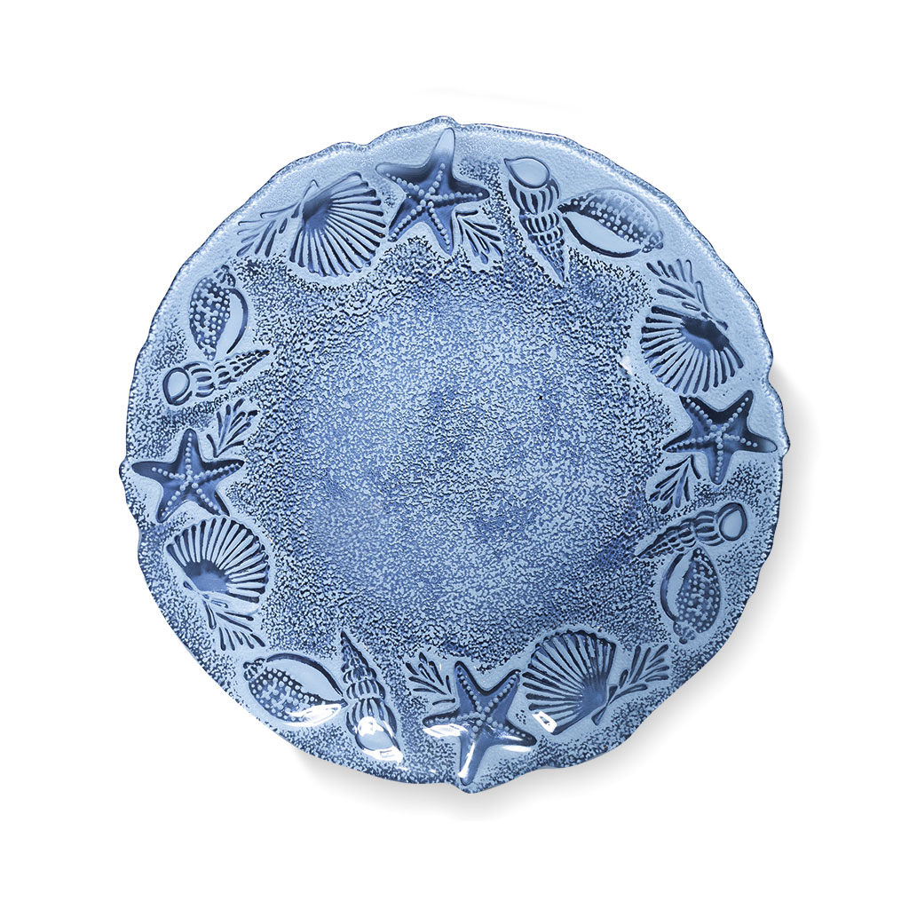 Тарелка стеклянная Море синяя 22см  | Интернет-магазин Кактус