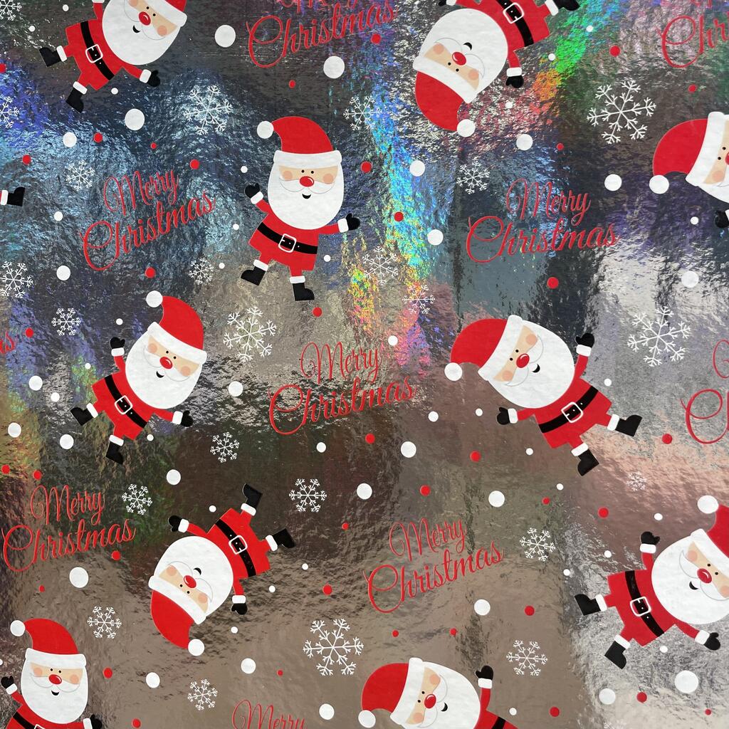 Бумага упаковочная фольгированная Санта 60г 70х100см  | Интернет-магазин Кактус