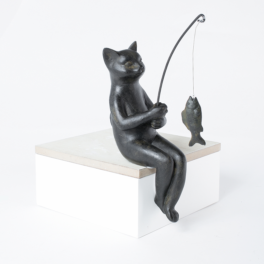 Фигурка (Кот - рыболов) 15*7*19 см | Интернет-магазин Кактус