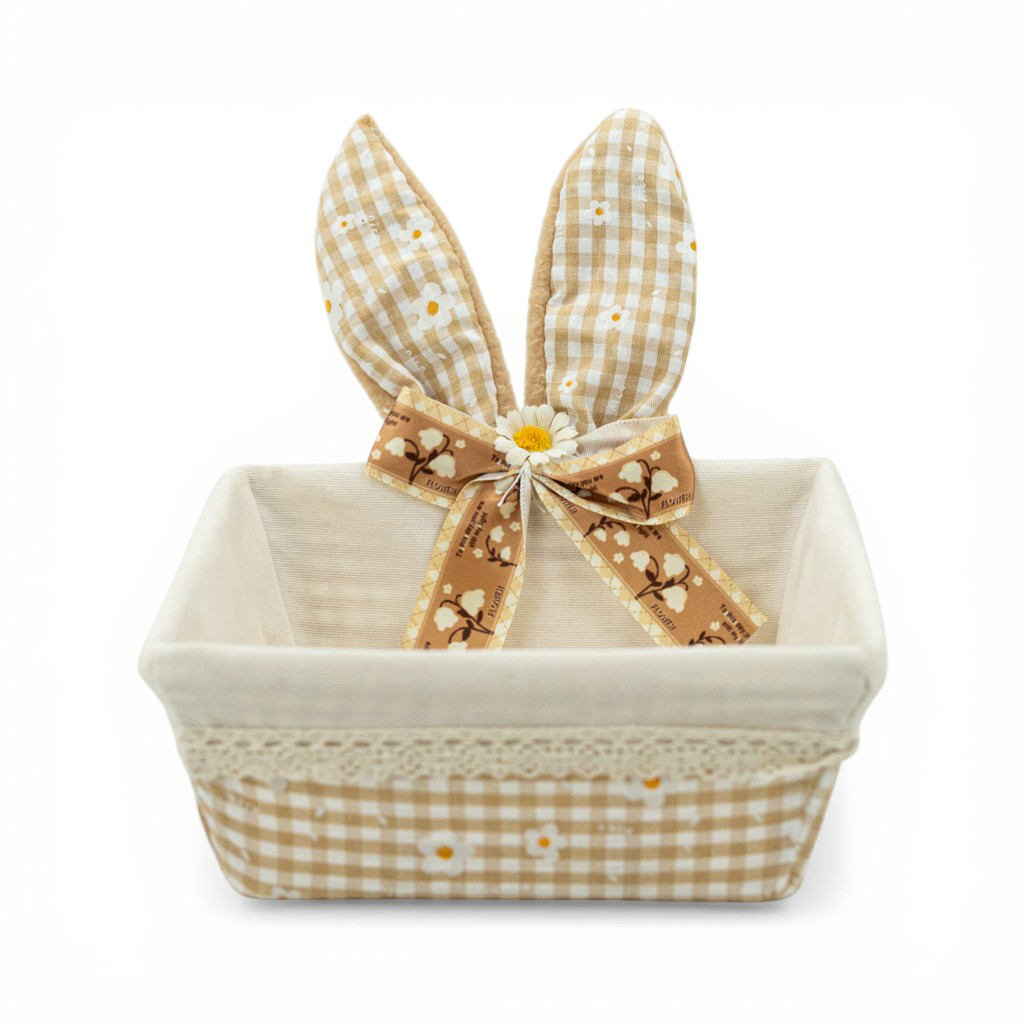 Декоративная пасхальная корзинка Ушки коричневый 6х16см | Интернет-магазин Кактус