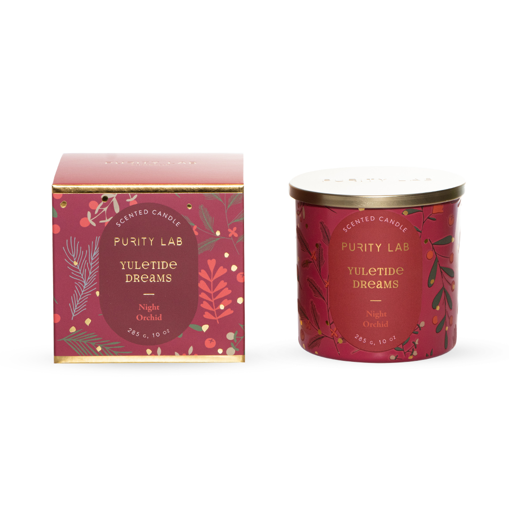 Свеча в стеклянном подсвечнике Yuletide Dreams Night Orchid 285 гр | Интернет-магазин Кактус