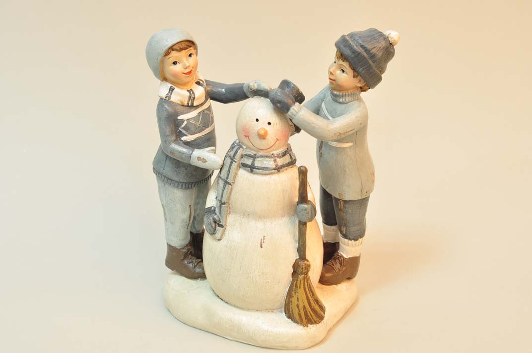 Фигурка НГ дети  и снеговик 13*8.8*15.7см | Интернет-магазин Кактус