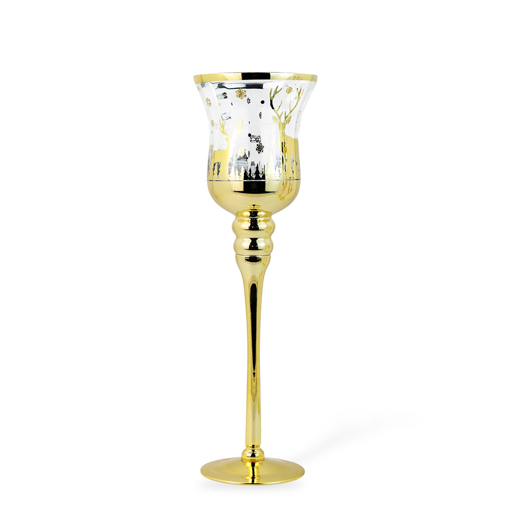 Подсвечник стекло Golden Deer золотой L 40 см | Интернет-магазин Кактус