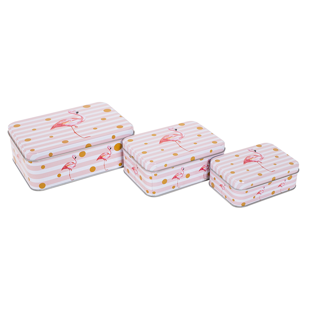 Коробочка метал Фламінго рожева  кпл 3 шт | Интернет-магазин Кактус