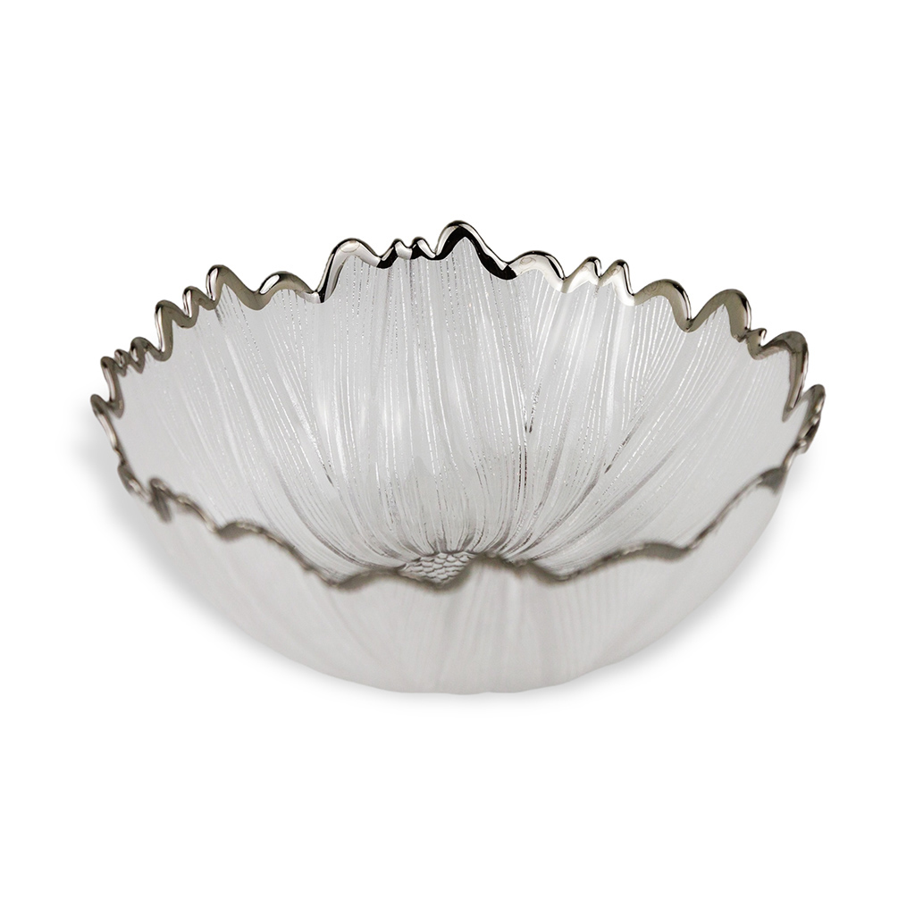 Пиала стеклянная Silver Orchid серебро 20 см | Интернет-магазин Кактус