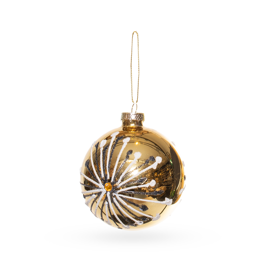 Елочная игрушка Шар Звезда золотой 8 см | Интернет-магазин Кактус