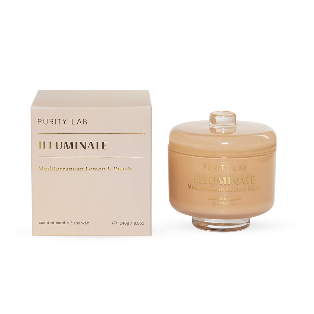 Свічка Mediterenian Lemon and Peach у скляному свічнику 240г