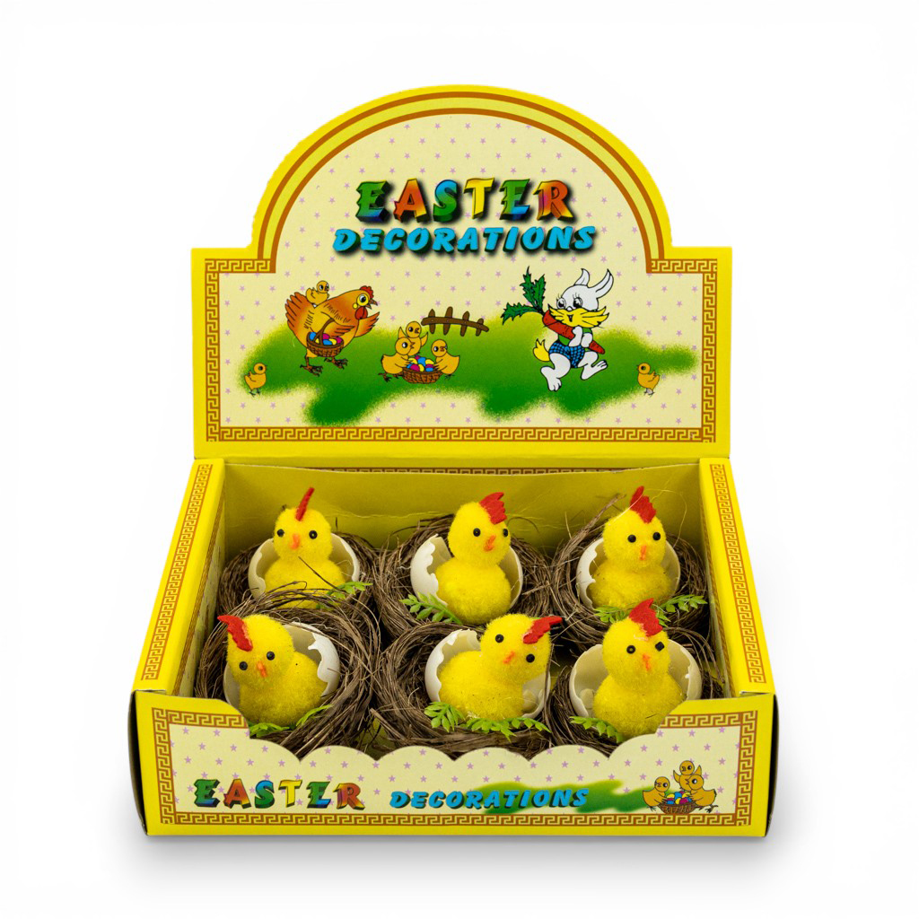 Декоративный пасхальный набор Гнездо с цыпленком 6шт | Интернет-магазин Кактус