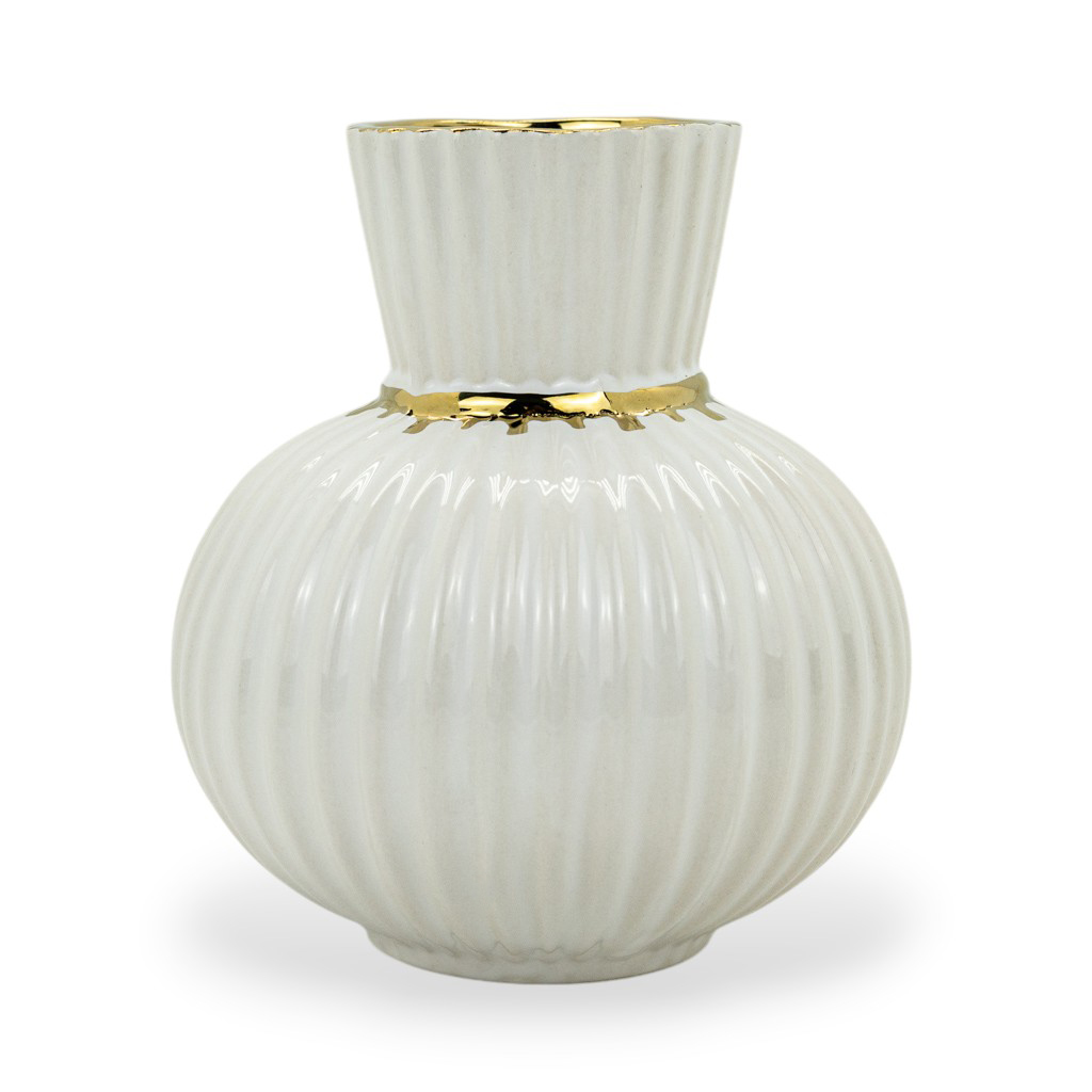 Ваза керамическая Liora белая с золотом 18см | Интернет-магазин Кактус