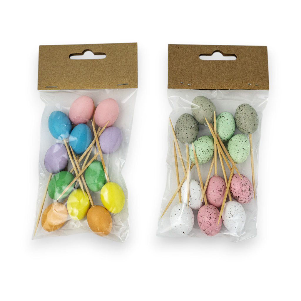 Декоративный пасхальный набор мини-яйца на палочках 2 цвета | Интернет-магазин Кактус