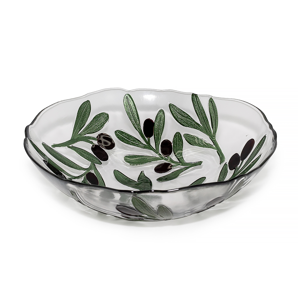 Блюдо глубокое стеклянное Оливка 25см | Интернет-магазин Кактус