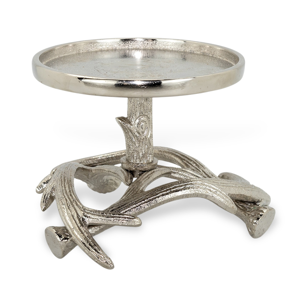 Подсвечник алюминиевый Рога серебро 14 см | Интернет-магазин Кактус