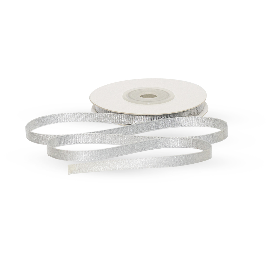 Лента парча светло серебрянная 0,6см 1 метр  (10м) | Интернет-магазин Кактус