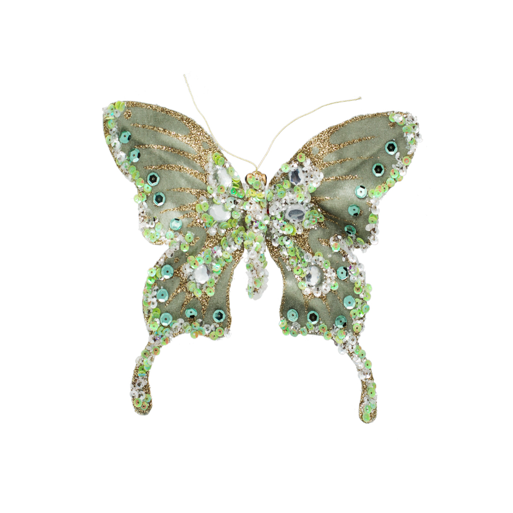 Бабочка зеленая блестки 16см | Интернет-магазин Кактус