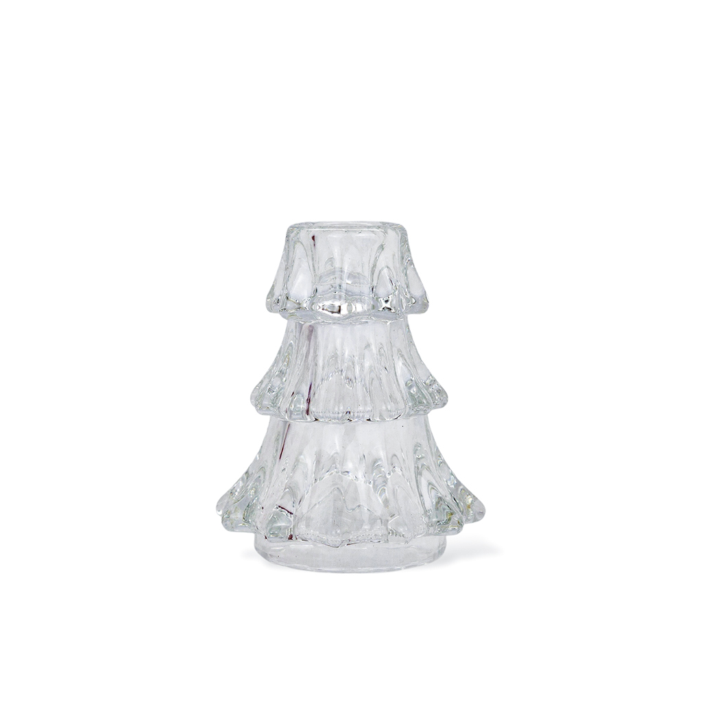 Подсвечник стеклянный Елка прозрачный 11см | Интернет-магазин Кактус