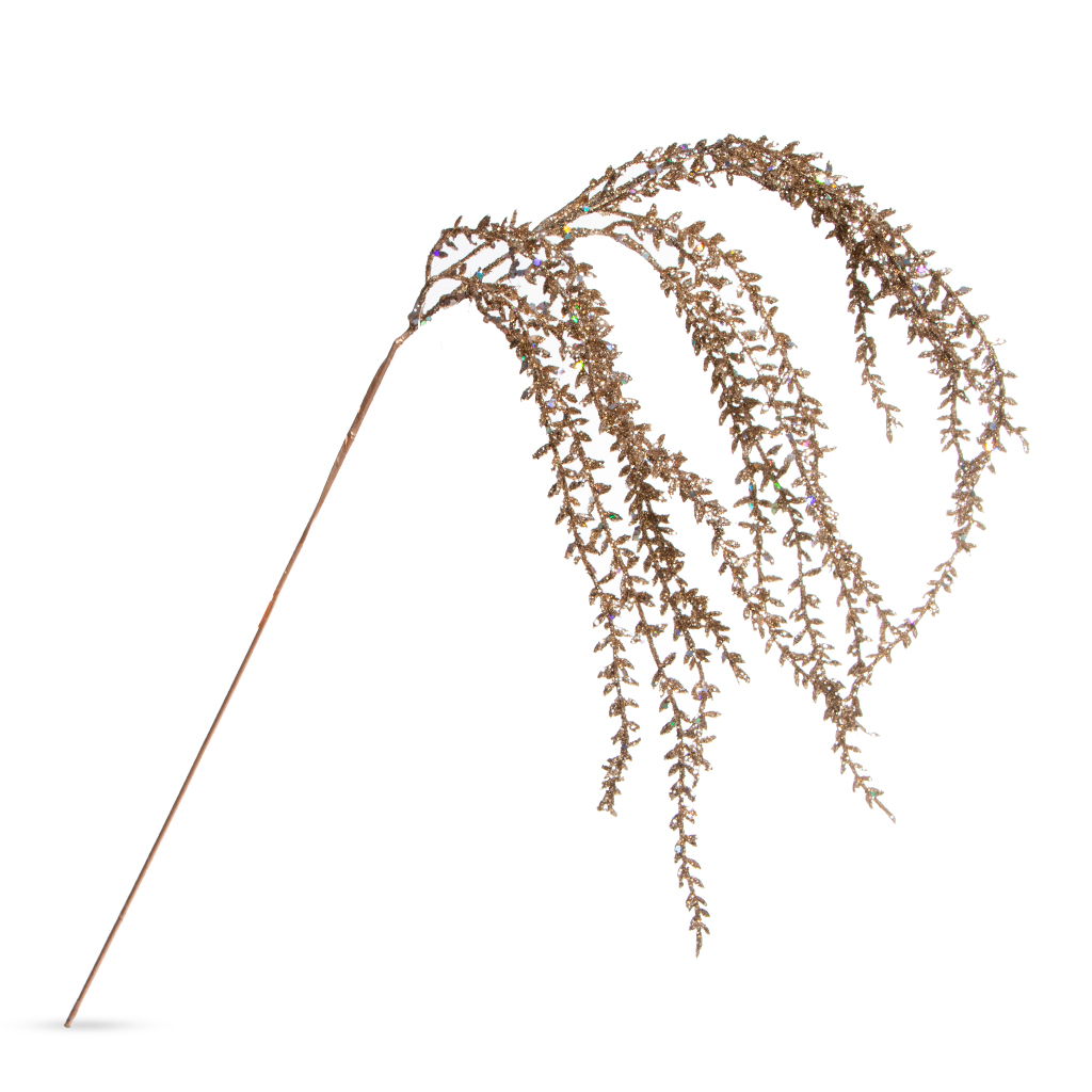 Декоративная Веточка глиттер золотая 75см | Интернет-магазин Кактус