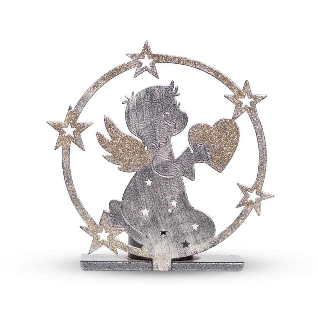 НГ Фигурка ангел металл золотой глиттер 14х14х4.5см | Интернет-магазин Кактус