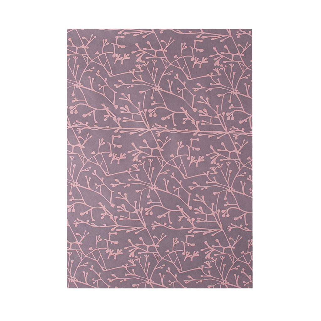 Бумага упаковочная двухсторонняя в рулонах 70х1м Ветка серо-розовая | Интернет-магазин Кактус