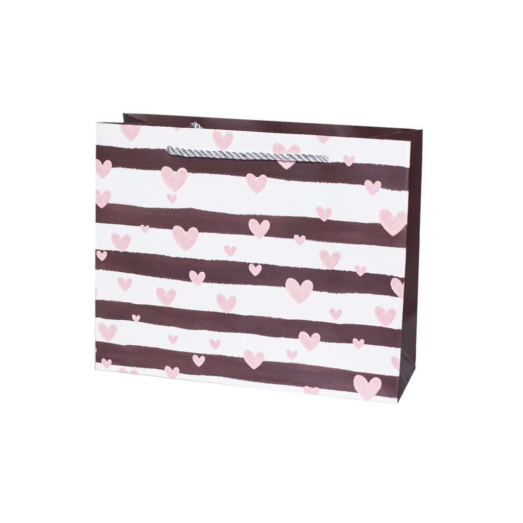 Пакет паперовий M серце-полоса (2види) | Интернет-магазин Кактус