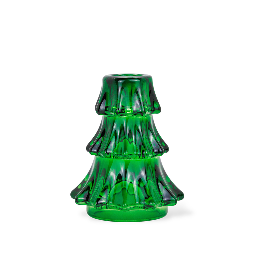 Подсвечник стеклянный Елка зеленый 11см | Интернет-магазин Кактус