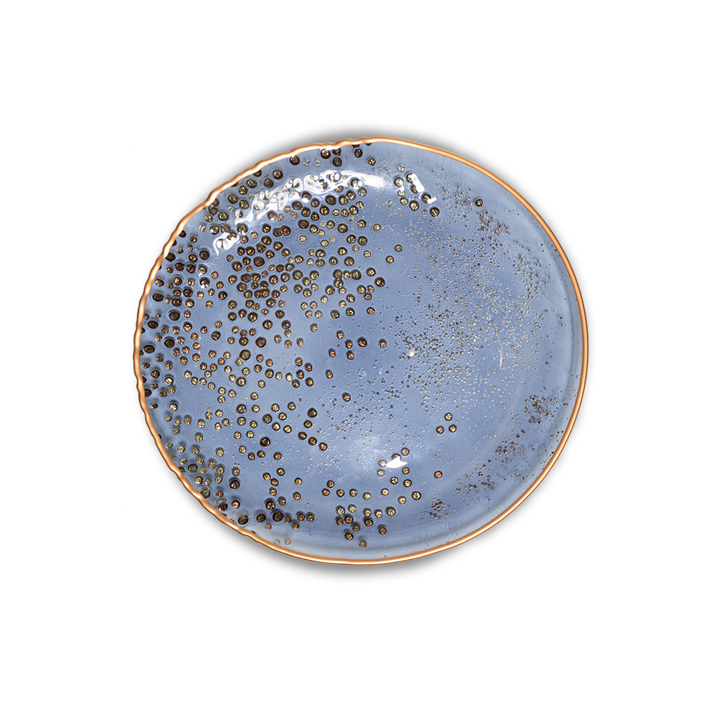 Тарелка стеклянная Giove синяя 21см  | Интернет-магазин Кактус