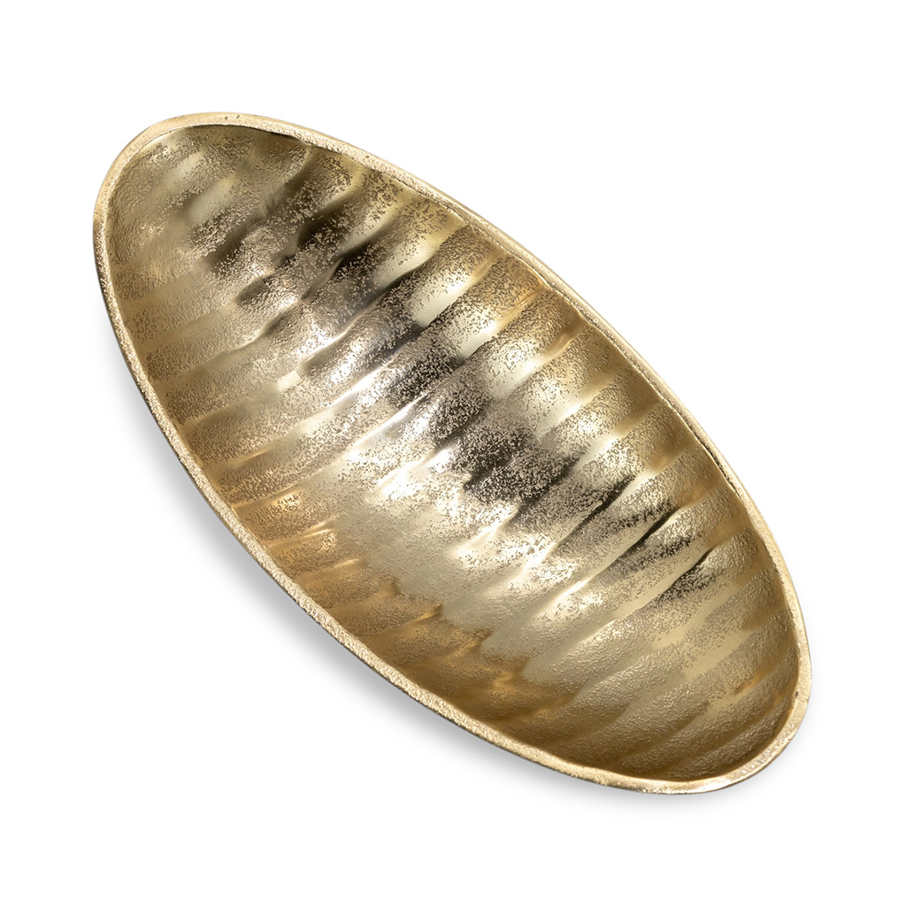 Блюдо овальное алюминиевое Полосы золото 34 см | Интернет-магазин Кактус