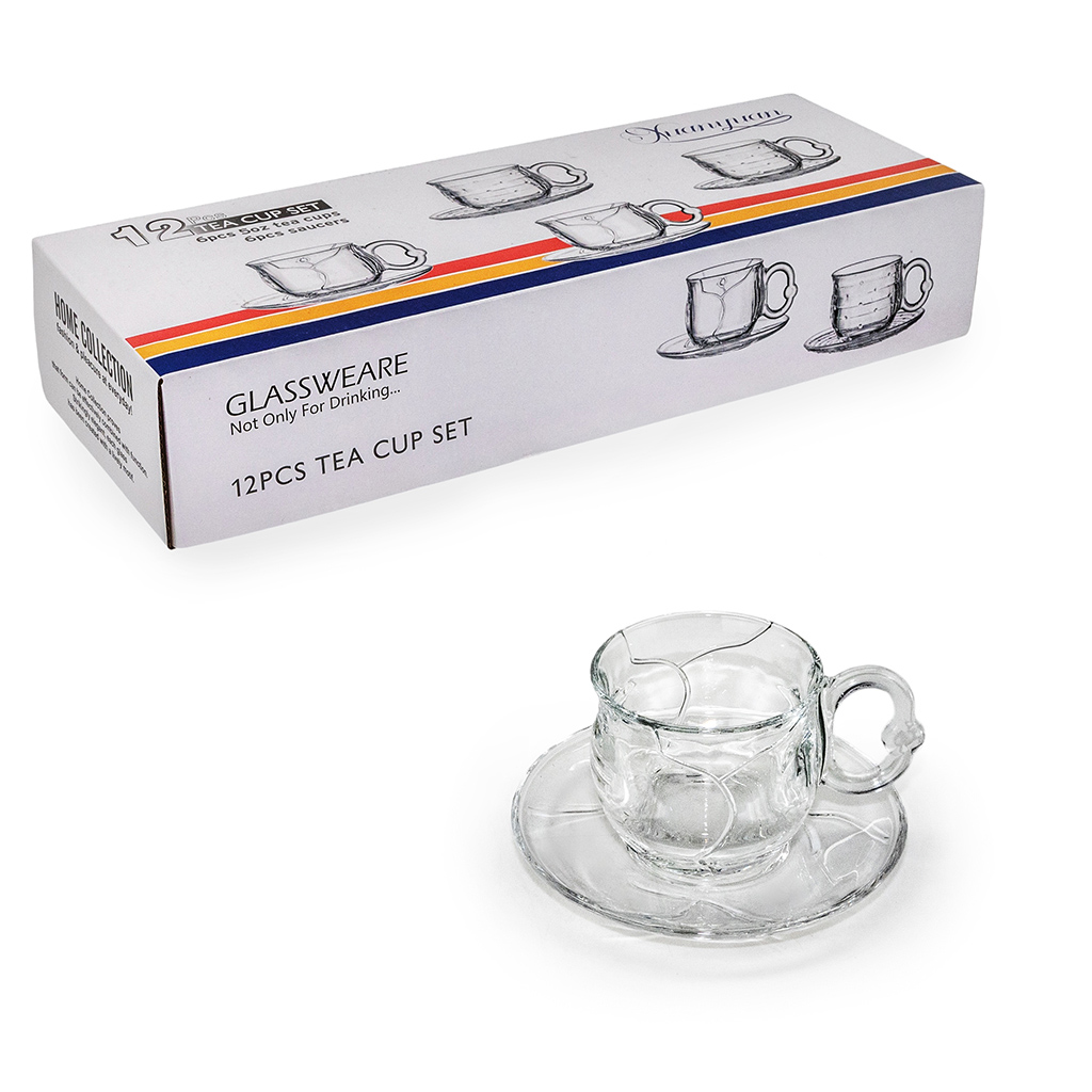 Набор чашка с блюдцем Glass Tea Set прозрачный 6шт 150мл | Интернет-магазин Кактус