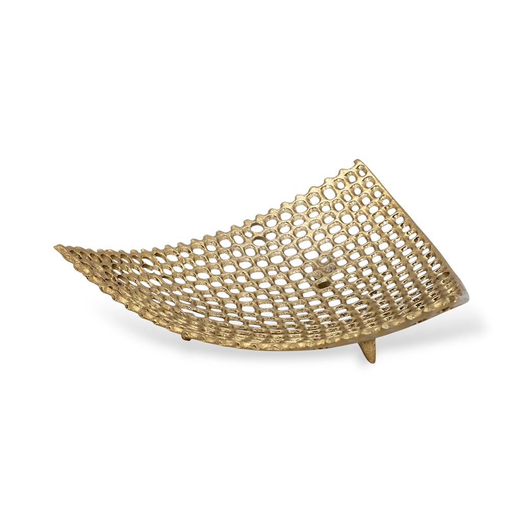 Блюдо алюминиевое Ромб ажурный золото 30 см | Интернет-магазин Кактус