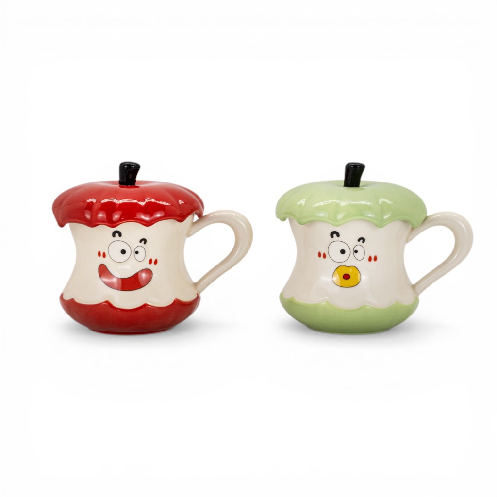 Чашка керамическая с крышкой Яблоко 2 вида 350мл | Интернет-магазин Кактус