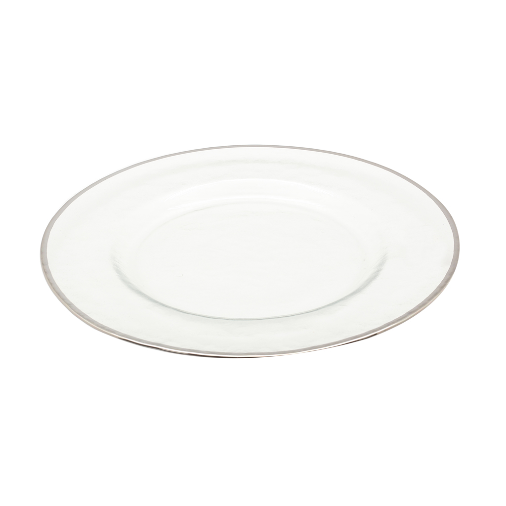 Тарілка срібне обрамлення скло 32 см | Интернет-магазин Кактус
