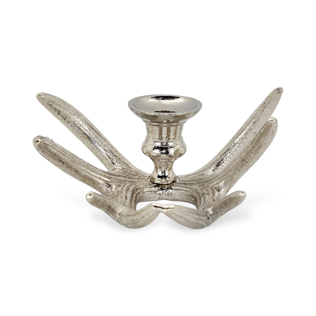 Подсвечник алюминиевый Рога серебро 8,5 см | Интернет-магазин Кактус