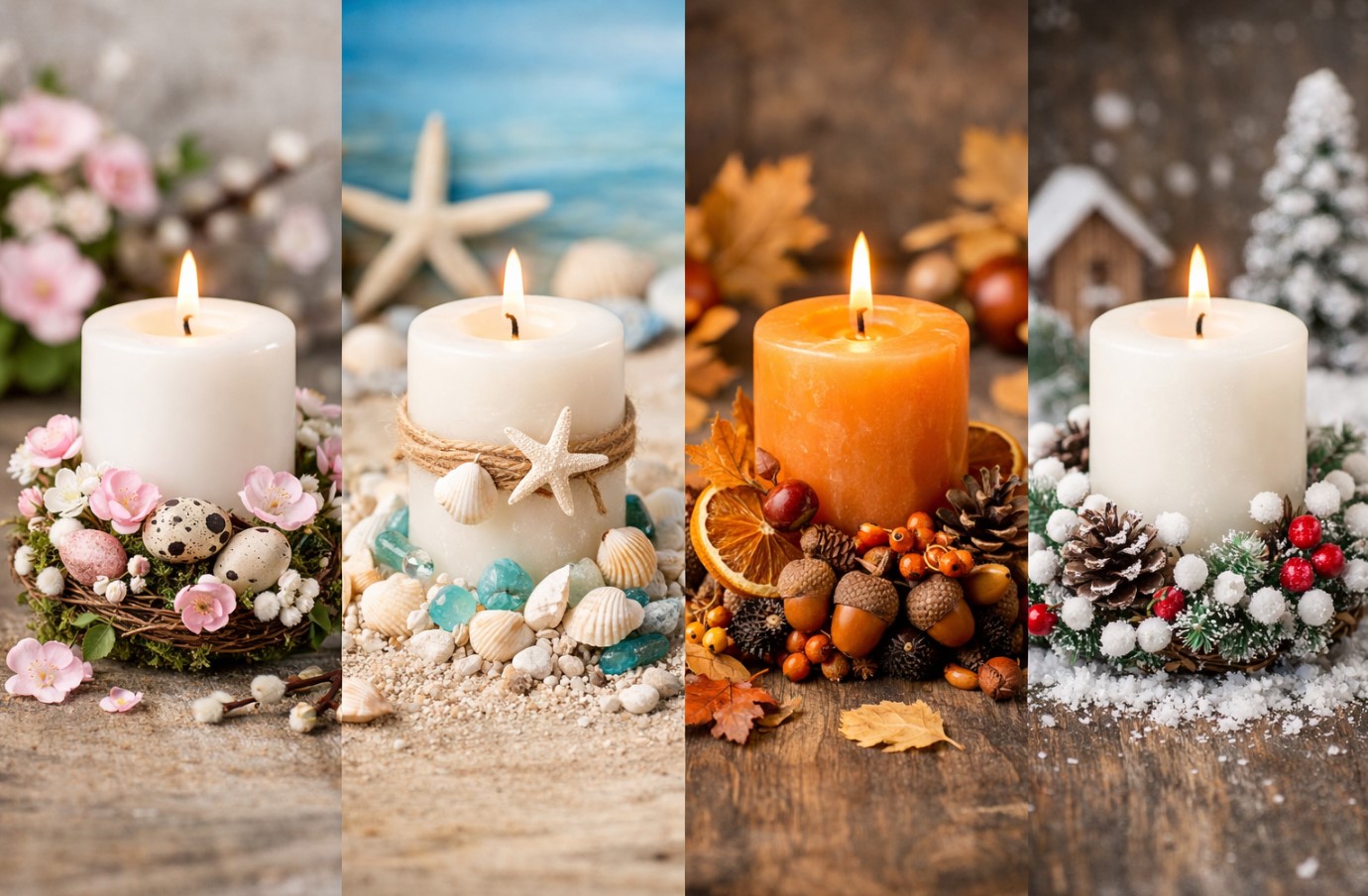 Свечи в сезонном декоре