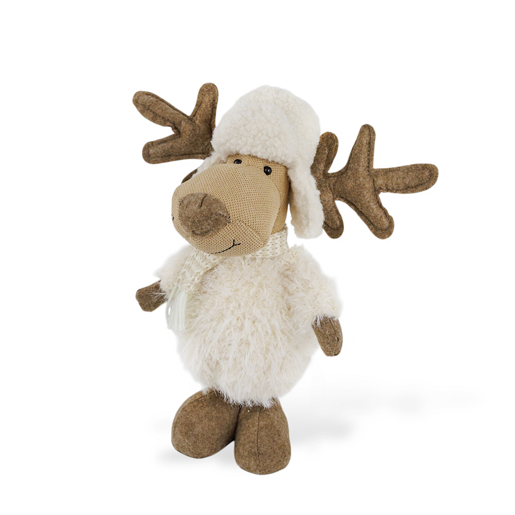 Фигурка Олень мальчик в шапке бежевый 31 см | Интернет-магазин Кактус