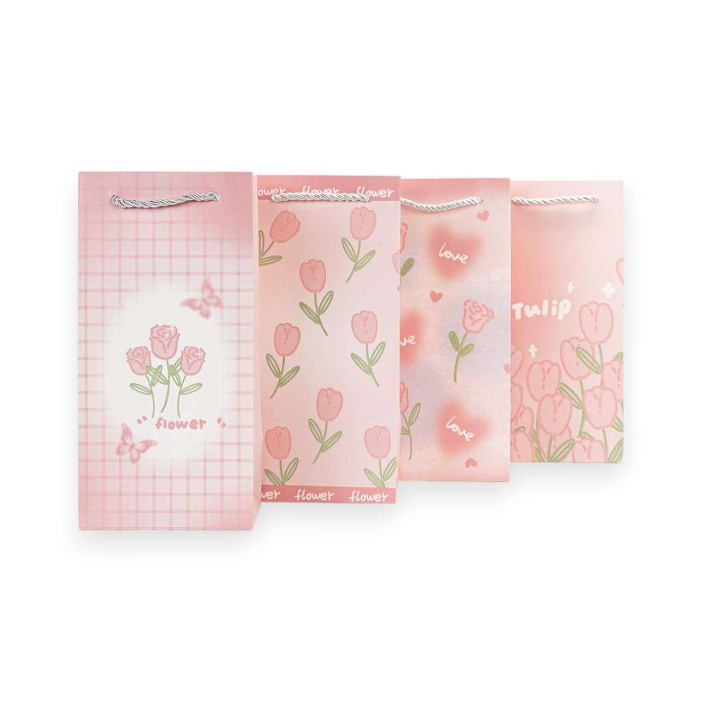 Пакет подарочный Pink flowers 24,5х10х12см | Интернет-магазин Кактус