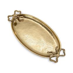 Разнос овальный алюминиевый Бантики золото 40 см