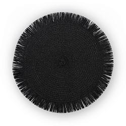 Серветка під тарілку кругла чорна Соломка 38см