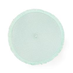 Циновка текстильна кругла м'ятна з бахромою 30см.