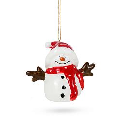 Фигурка керамика Снеговик в красной шапочке 5,8см